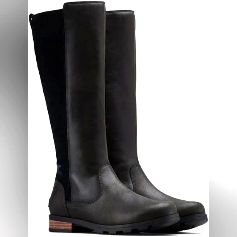 Sorel Black Long Boots Leather Waterproof 9.5 size